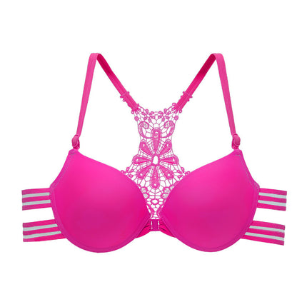 Vorne mit Schnalle und hinten geformt, modisch, sexy Push-Up-BH, glänzend, nahtlose Unterwäsche für Damen