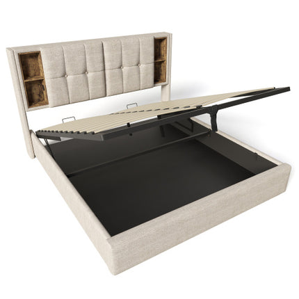 Doppelbett&nbsp;mit&nbsp;Kabellosem&nbsp;Laden&nbsp;USB&nbsp;C,&nbsp;Polsterbett&nbsp;Bettgestell&nbsp;180x200cm