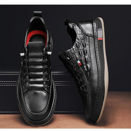 Breathable men's canvas casual shoes for autumn in black, low heel, rubber sole.