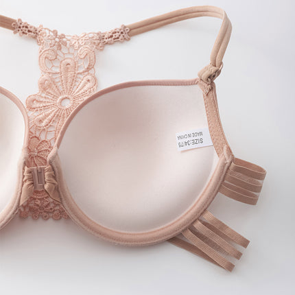 Vorne mit Schnalle und hinten geformt, modisch, sexy Push-Up-BH, glänzend, nahtlose Unterwäsche für Damen