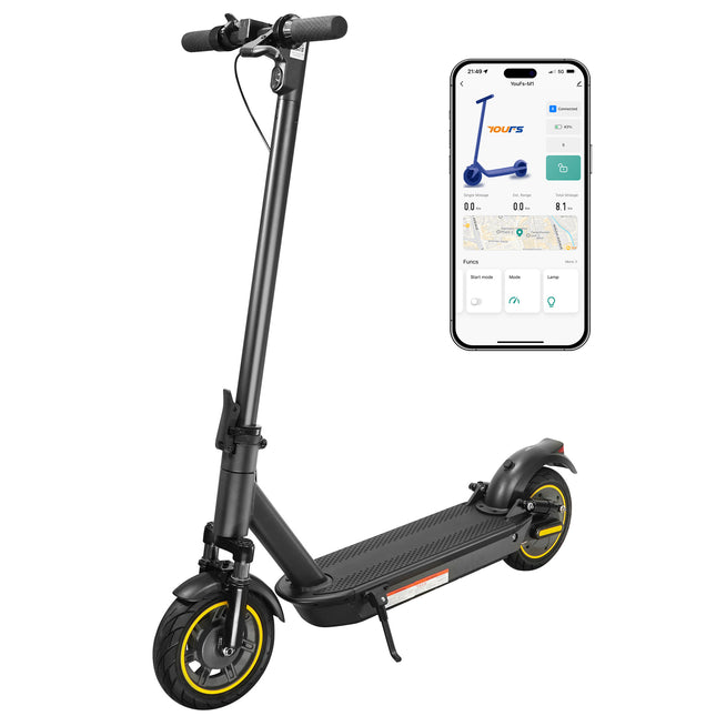 W4MAX 10 Zoll Elektroroller mit App-Funktion, mit Handyhalterung und Diebstahlschutz, faltbarer E Scooter, maximale Tragkraft 130 kg