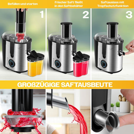 KESSER® Entsafter Saftpresse Edelstahl 1100W 85Mm Presse Obstpresse Saft Juicer