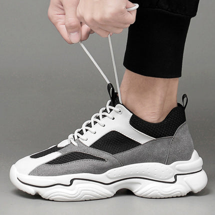 Herrenschuhe mit farblich passender, modischer, mittelhoher Ferse und unsichtbarer, höhenverstärkender Rindsledernaht