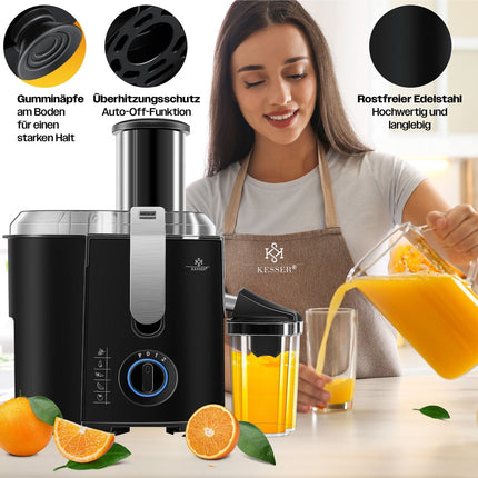 KESSER® Entsafter Saftpresse Edelstahl 1100W 85Mm Presse Obstpresse Saft Juicer