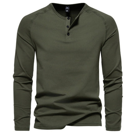 Langarm T-Shirt Herren Kragen Casual SolidColor T-Shirt BottomingShirt
