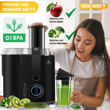 KESSER® Entsafter Saftpresse Edelstahl 1100W 85Mm Presse Obstpresse Saft Juicer