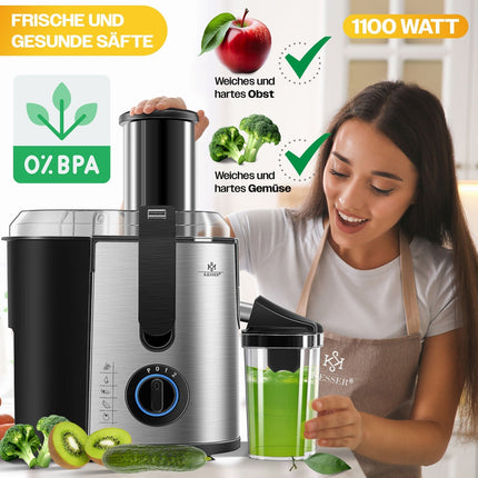 KESSER® Entsafter Saftpresse Edelstahl 1100W 85Mm Presse Obstpresse Saft Juicer