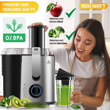 KESSER® Entsafter Saftpresse Edelstahl 1100W 85Mm Presse Obstpresse Saft Juicer
