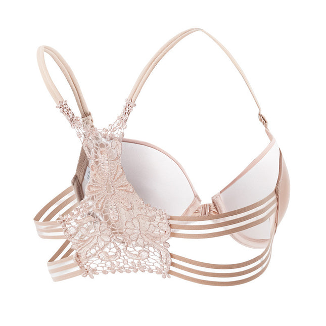Vorne mit Schnalle und hinten geformt, modisch, sexy Push-Up-BH, glänzend, nahtlose Unterwäsche für Damen