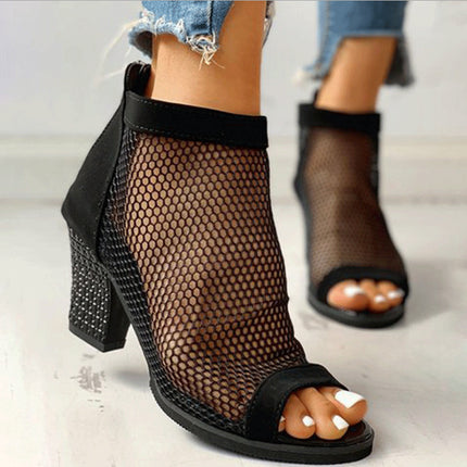 Coole Damenstiefel mit Mesh-Reißverschluss