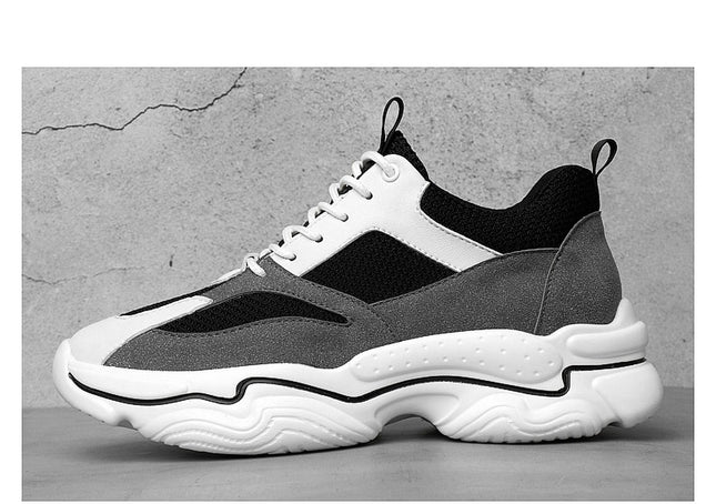 Herrenschuhe mit farblich passender, modischer, mittelhoher Ferse und unsichtbarer, höhenverstärkender Rindsledernaht