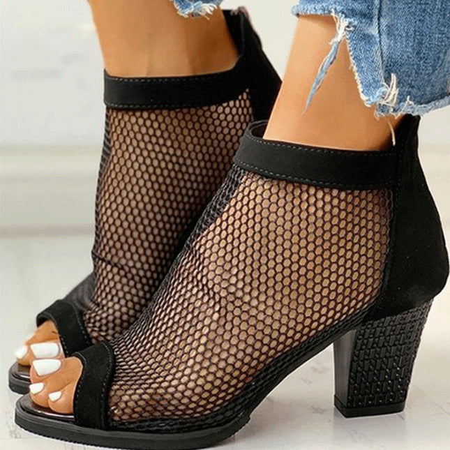 Coole Damenstiefel mit Mesh-Reißverschluss