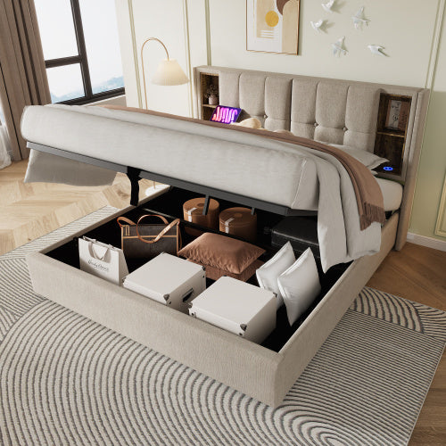 Doppelbett&nbsp;mit&nbsp;Kabellosem&nbsp;Laden&nbsp;USB&nbsp;C,&nbsp;Polsterbett&nbsp;Bettgestell&nbsp;180x200cm