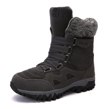 Women's winter lace-up ankle boots in black with reinforced velvet lining for warmth.