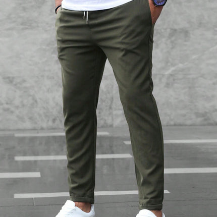 Herren Freizeithose mit Taschen Fashion Slim Fit Kordelzughose