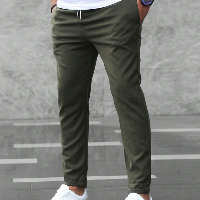 Herren Freizeithose mit Taschen Fashion Slim Fit Kordelzughose