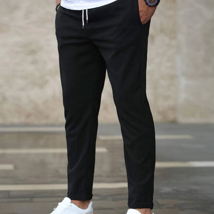 Herren Freizeithose mit Taschen Fashion Slim Fit Kordelzughose