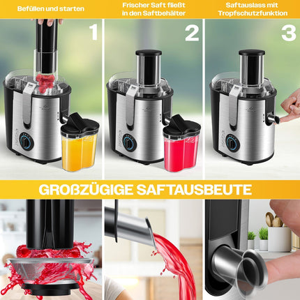 KESSER® Entsafter Saftpresse Edelstahl 1100W 85Mm Presse Obstpresse Saft Juicer