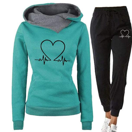 Polyesterfaser Trainingsanzug Damen Winterjacke Kapuzenpullover und Jogginghose Warm VliesJogginganzug
