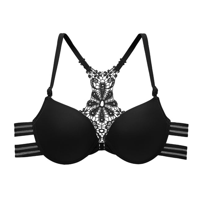 Vorne mit Schnalle und hinten geformt, modisch, sexy Push-Up-BH, glänzend, nahtlose Unterwäsche für Damen
