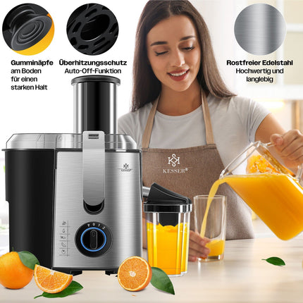 KESSER® Entsafter Saftpresse Edelstahl 1100W 85Mm Presse Obstpresse Saft Juicer