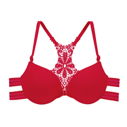 Vorne mit Schnalle und hinten geformt, modisch, sexy Push-Up-BH, glänzend, nahtlose Unterwäsche für Damen