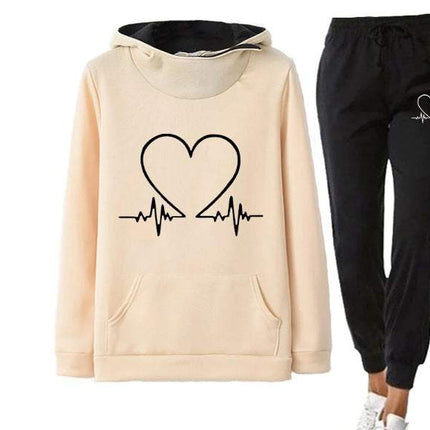 Polyesterfaser Damen Sportanzug Trainingsanzug Jogginganzug 2 Teilig Freizeitanzug Kapuzenpullover Lange Ärmel Zipper + Lange Hose Sportswear Bekleidungsset Sport